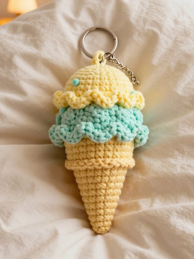 Pastel Ice Cream Cone Keychain