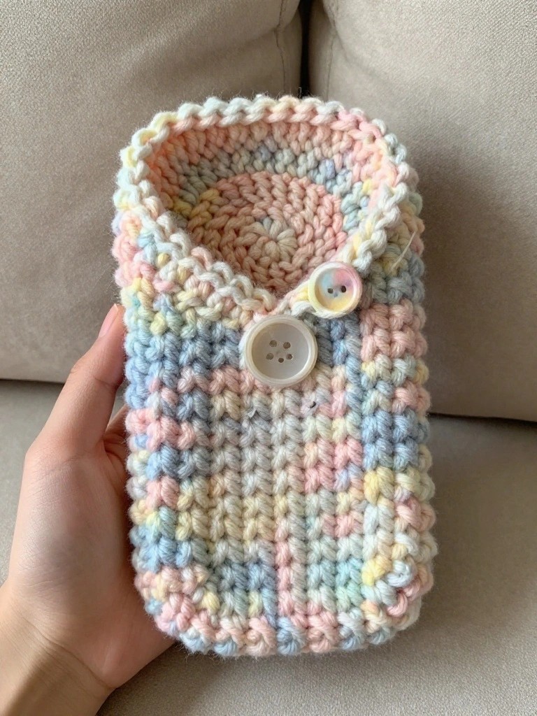 Buttoned Crochet Pouch for Small Items