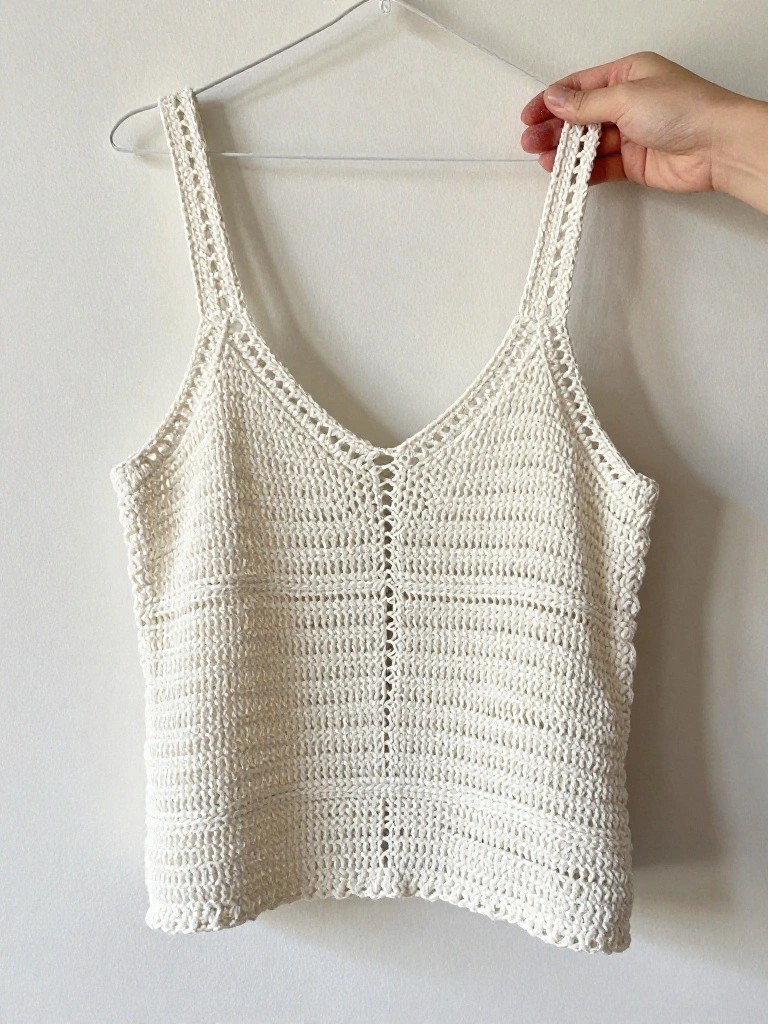 Crocheted V-Neck Tank Top