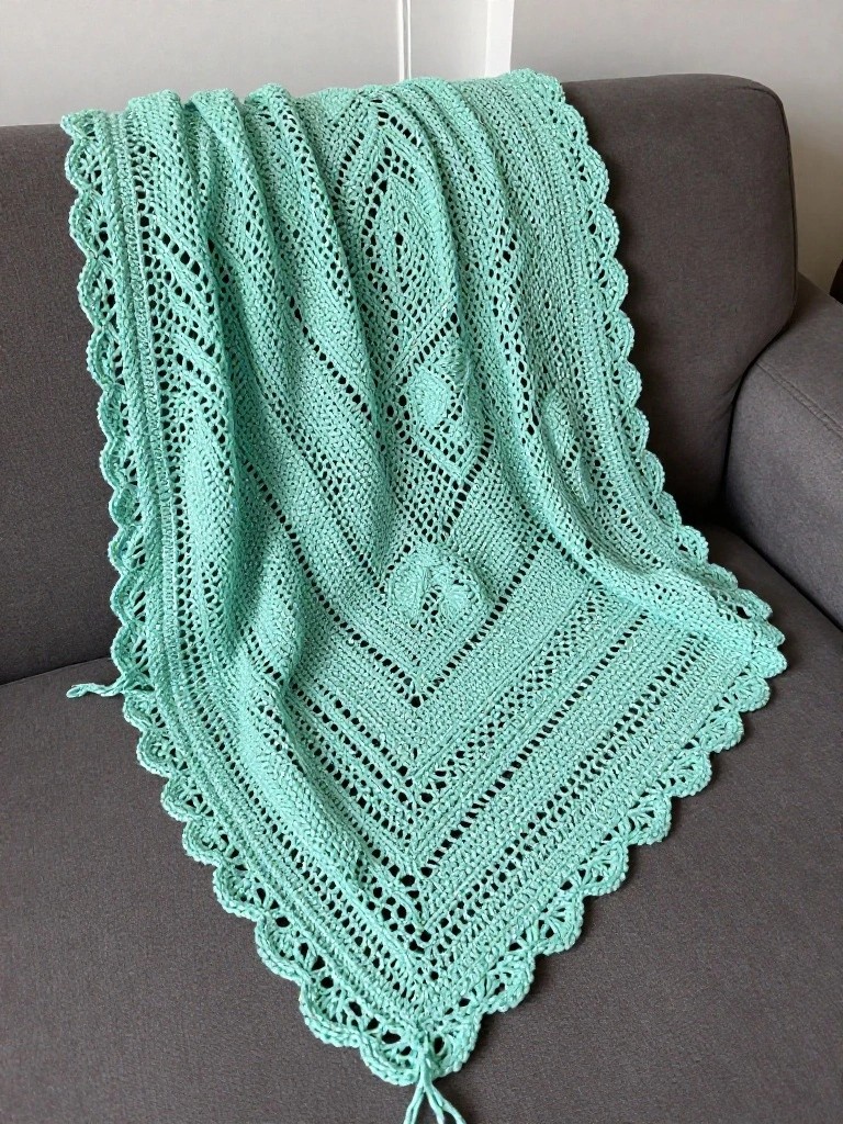Openwork Lace Triangle Shawl