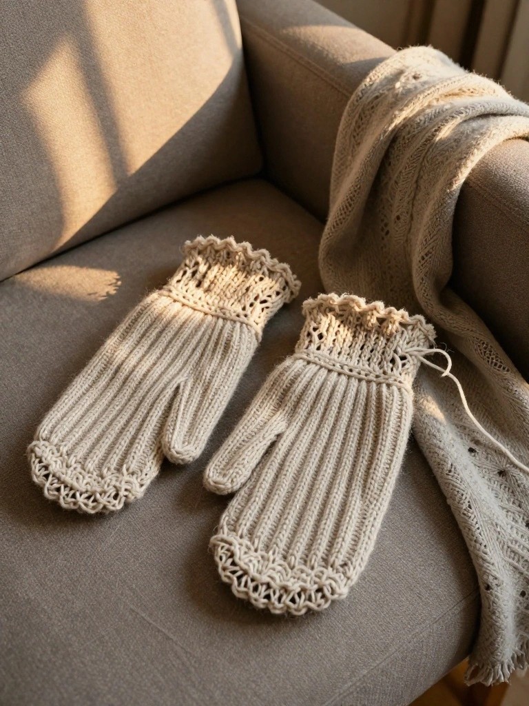 Ruffled Cuff Mittens