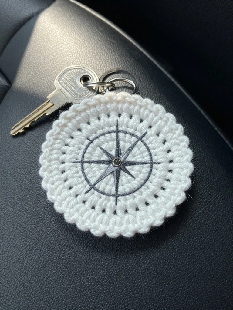 Compass Circle Keychain