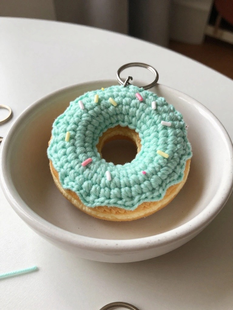 Crochet Donut Keychain