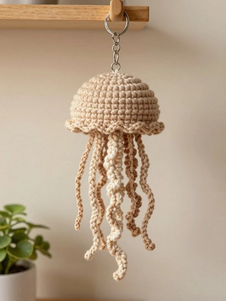 Jellyfish Crochet Keychain