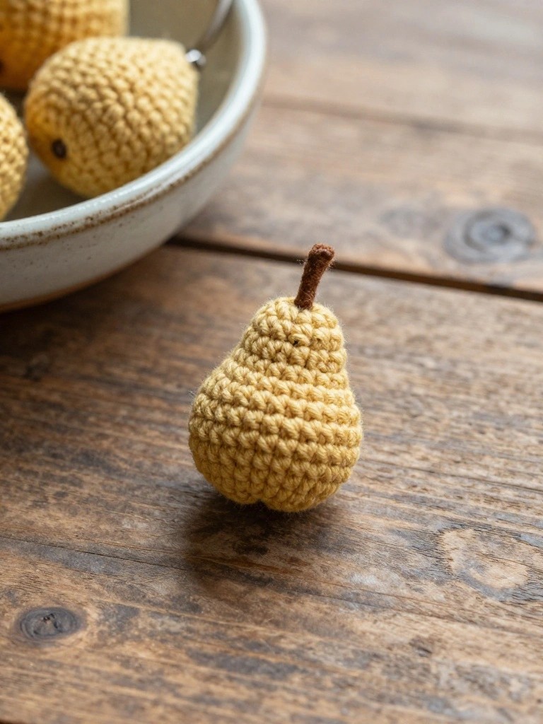 Mini Crochet Pear Keychain