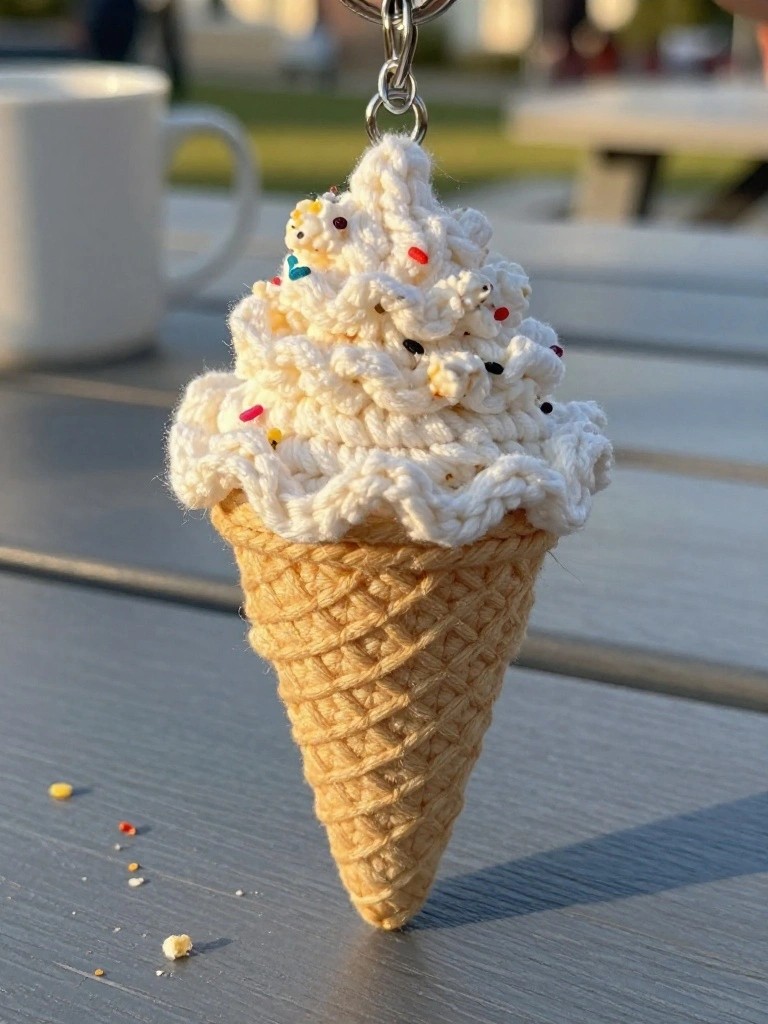 Mini Ice Cream Cone Keychain