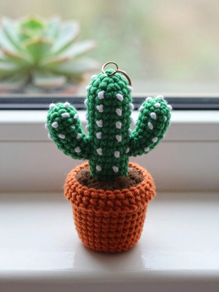 Mini Potted Cactus Keychain
