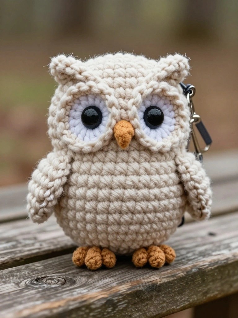 Owl Keychain with Oversized Eyes