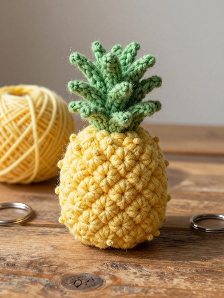 Pineapple Keychain With Textured Body
