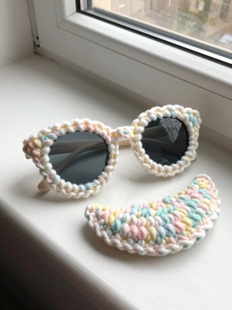 Crocheted Sunglasses Holder with Frame Trim