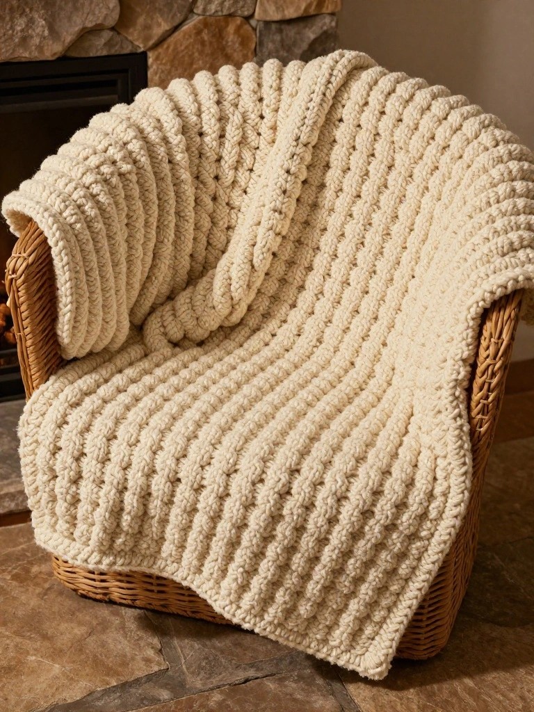 Chunky Ribbed Throw Blanket