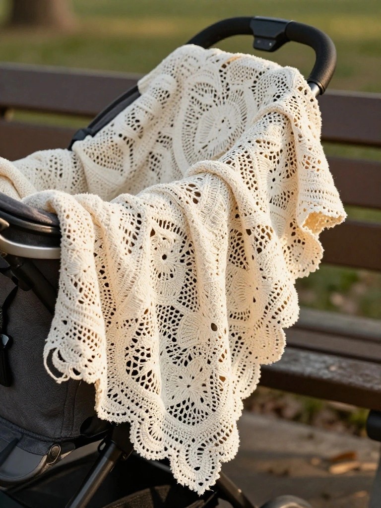 Circular Lace Motif Baby Blanket