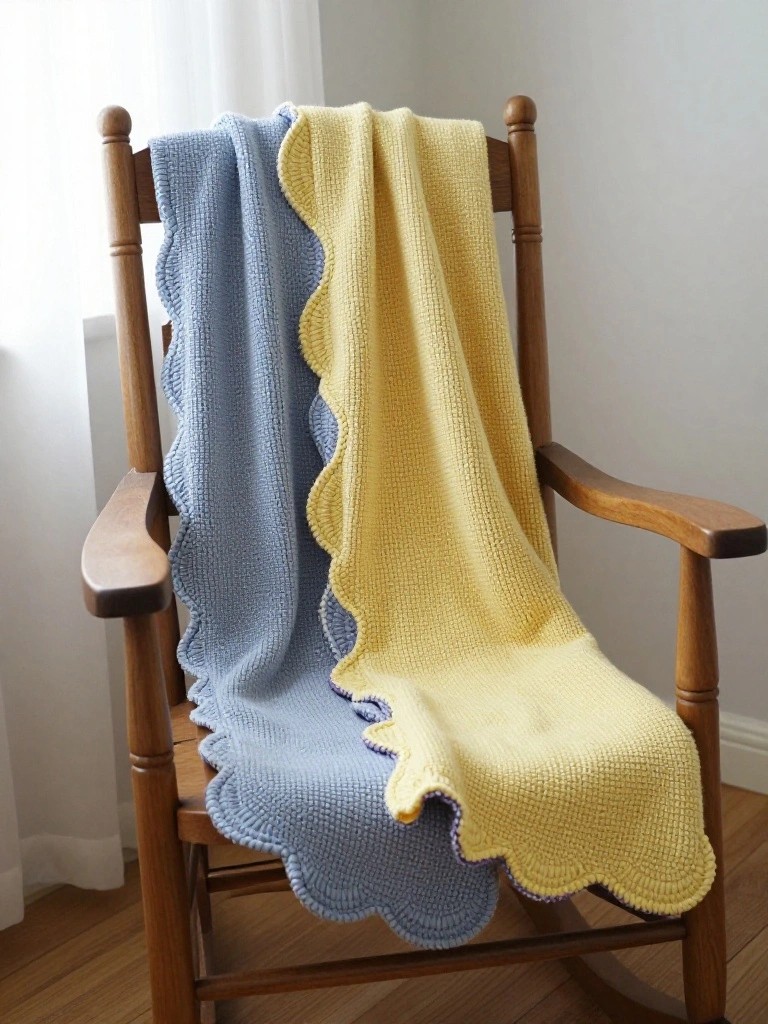 Two-Tone Scalloped Throw Blanket