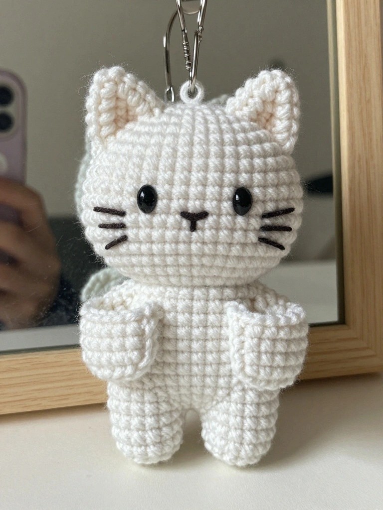 Crochet Cat Keychain for Quick Key Access