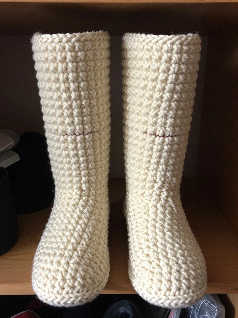 Crocheted Tall Boot Slippers for Indoor Shoe Storage