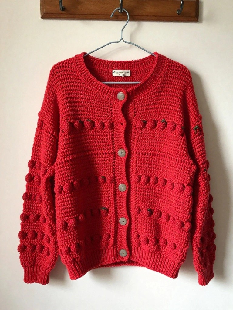 Bobble Sleeve Cherry Cardigan