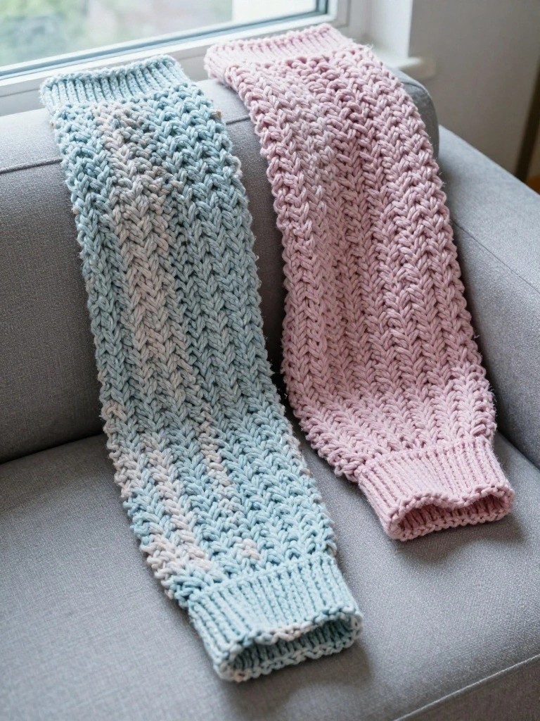 Chevron Leg Warmers with Textured Waves