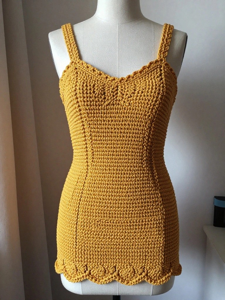 Crocheted Fitted Camisole with Scalloped Hem