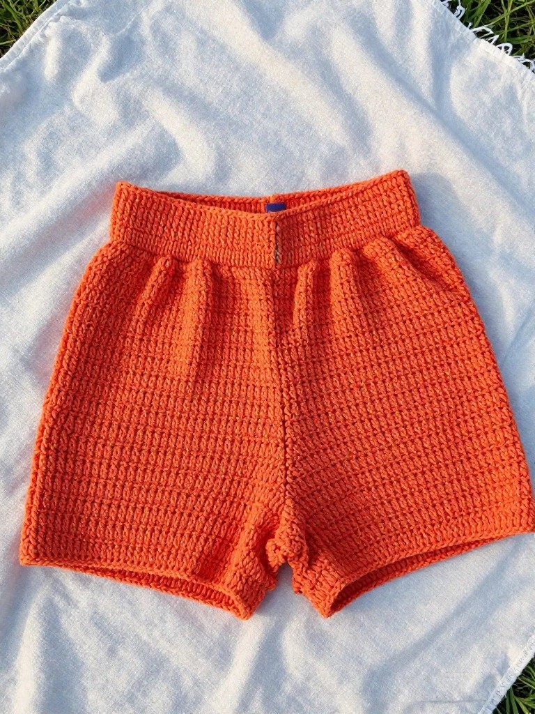 High-Waisted Crochet Shorts
