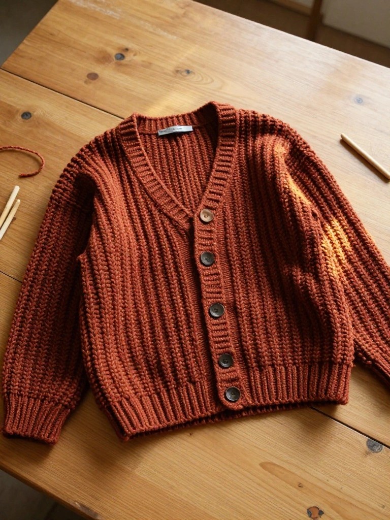 Ribbed V-Neck Cardigan