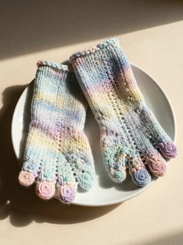 Rose-Trimmed Finger Gloves