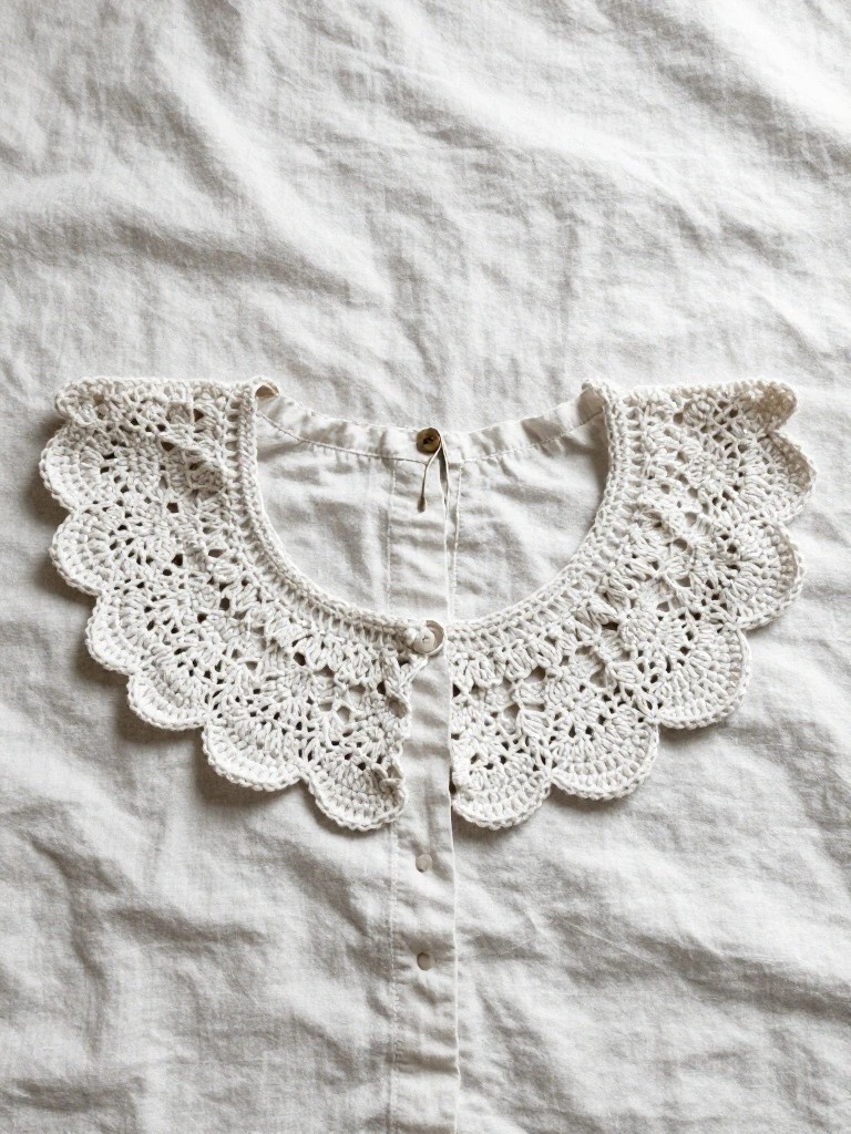 Scalloped Lace Collar for Button-Up Shirts
