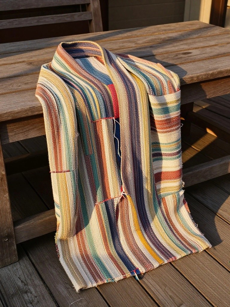 Striped Crochet Scarf With Mixed Colors