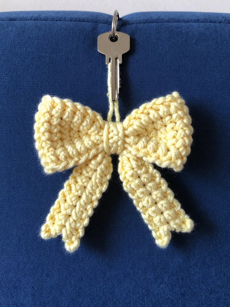 Pale Yellow Bow Keychain for Daily Use