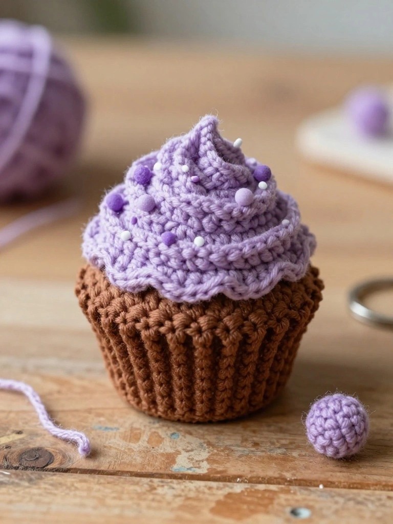 Crochet Cupcake Keychain