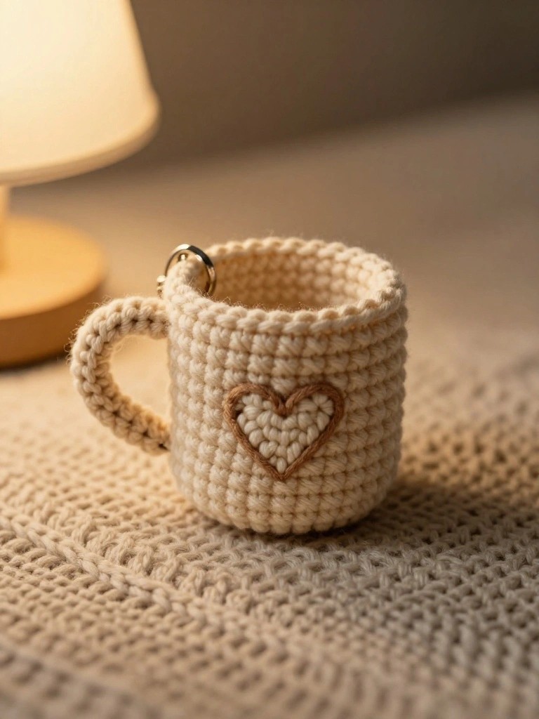 Mini Mug Keychain with Heart Accent