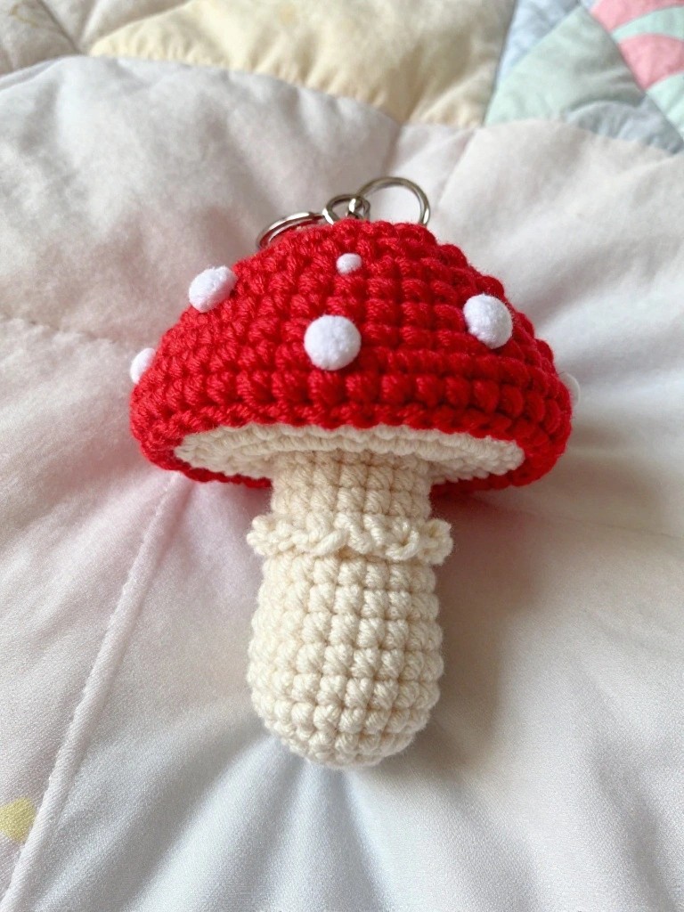 Spotted Mushroom Keychain