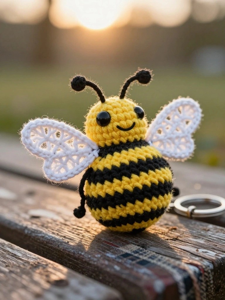 Striped Bee Keychain