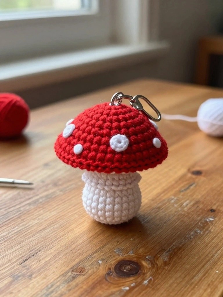 Spotted Mushroom Keychain