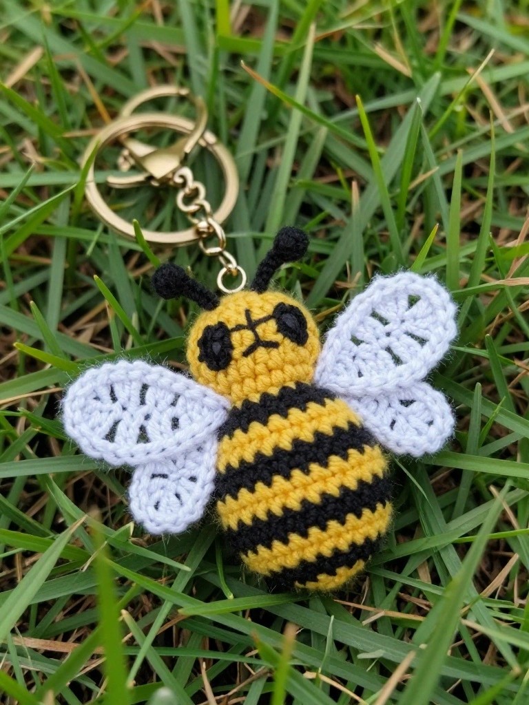 Striped Bee Keychain