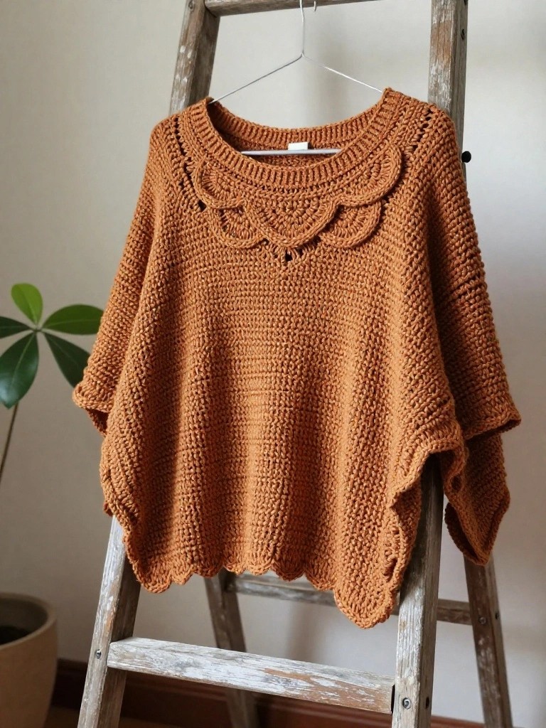 Scalloped Edge Poncho Top
