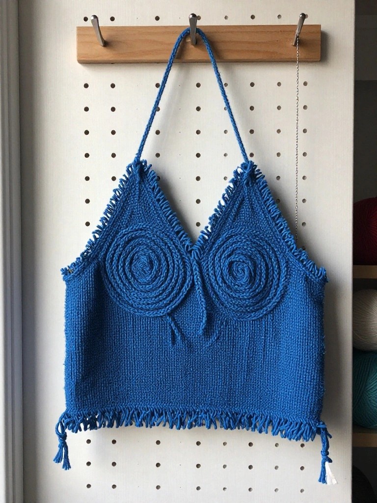 Spiral Motif Halter Crop Top