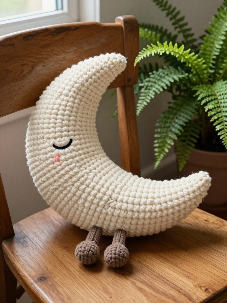 Crescent Moon Amigurumi with Legs