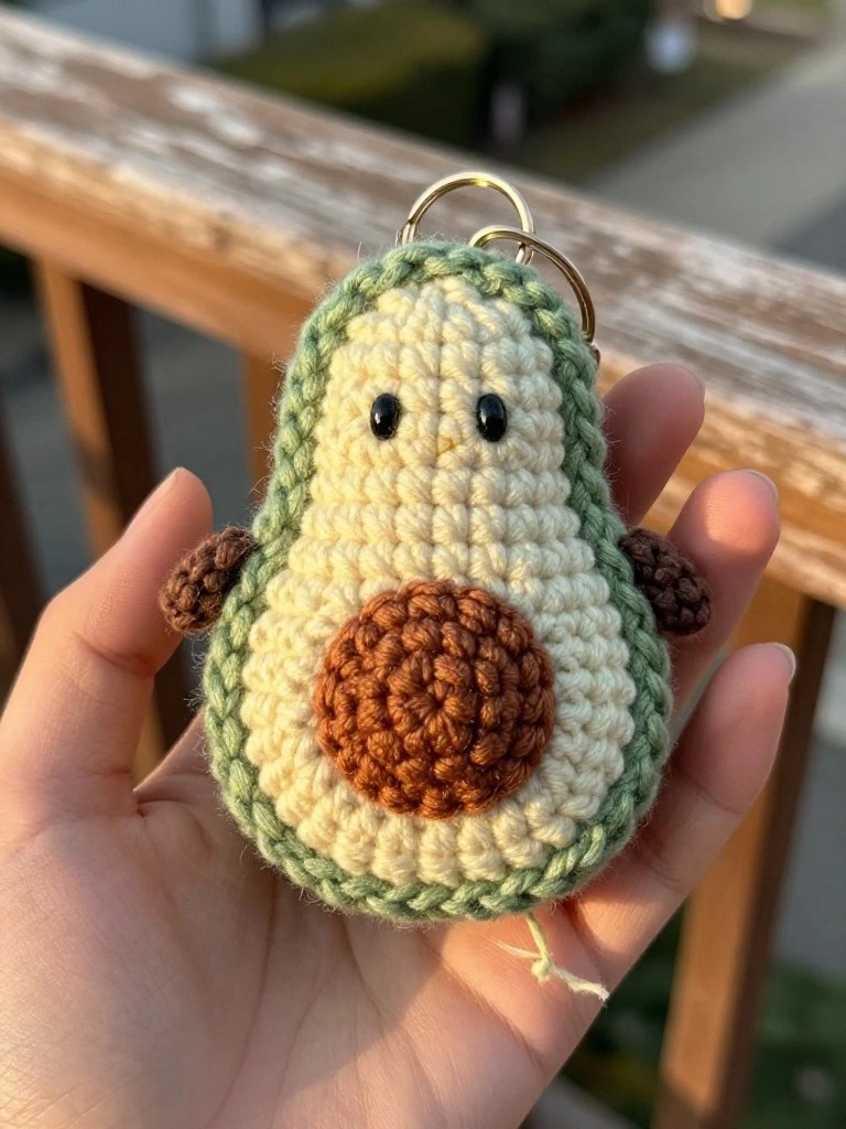 Crochet Avocado Keychain
